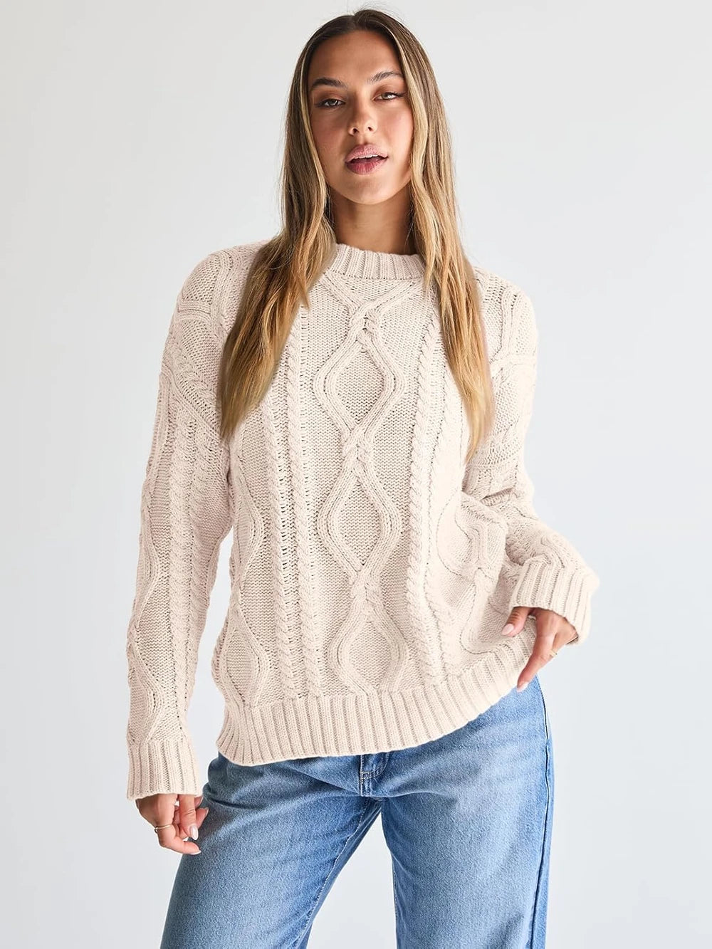 Trendy Queen Oversized Cable Knit Sweater