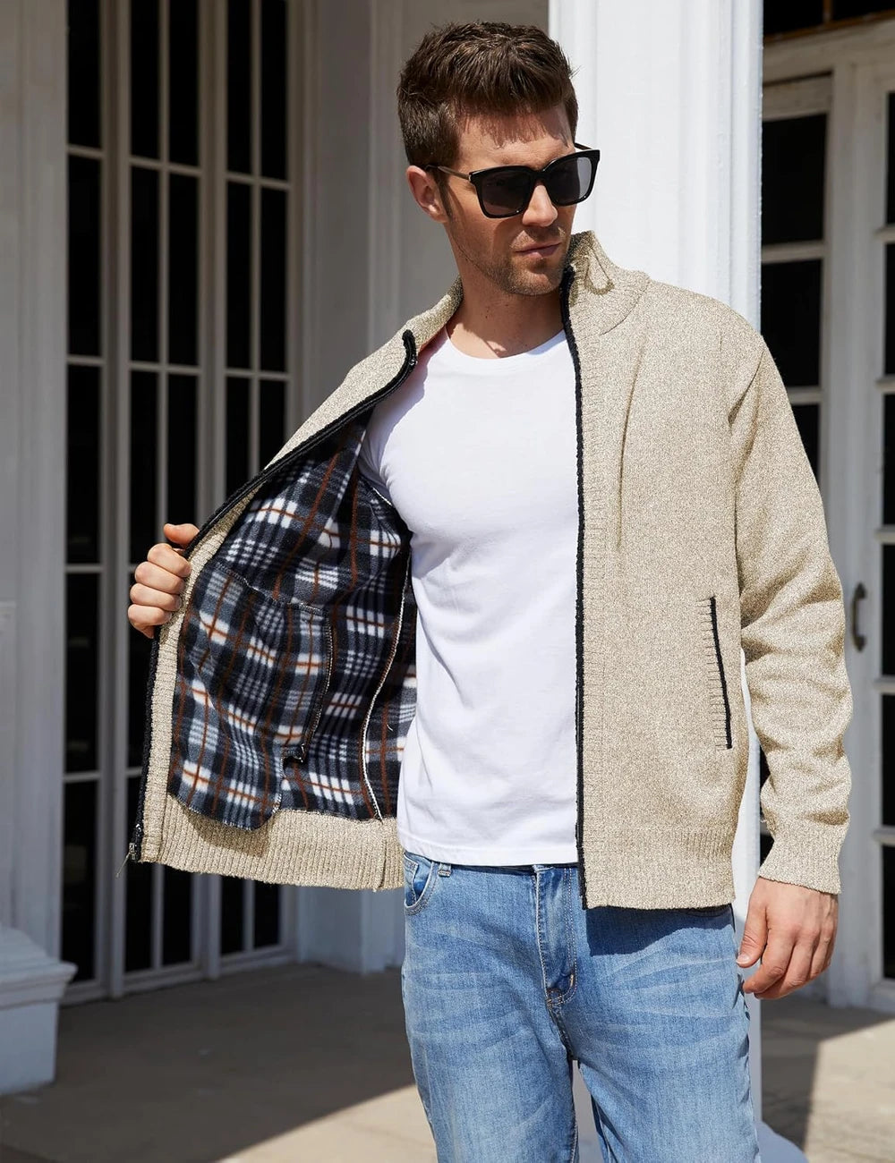 Yeokou Fleece Lined Knit Cardigan
