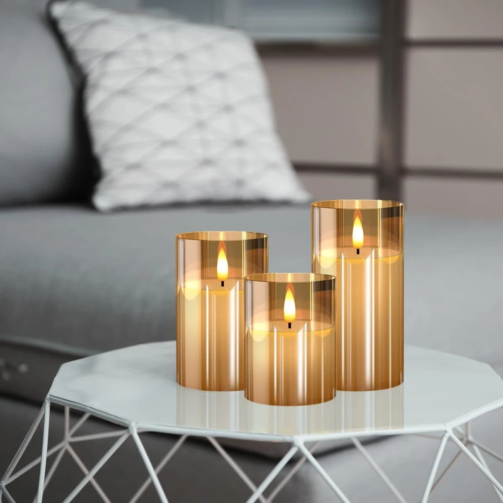 Tyawon Gold Glass Flameless Candles