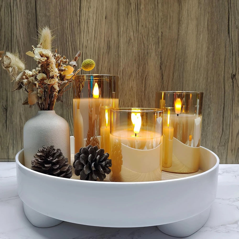 Tyawon Gold Glass Flameless Candles