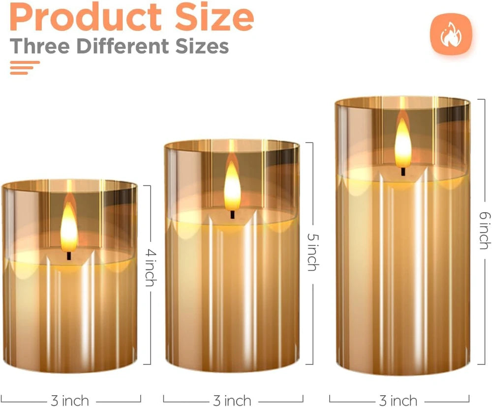 Tyawon Gold Glass Flameless Candles