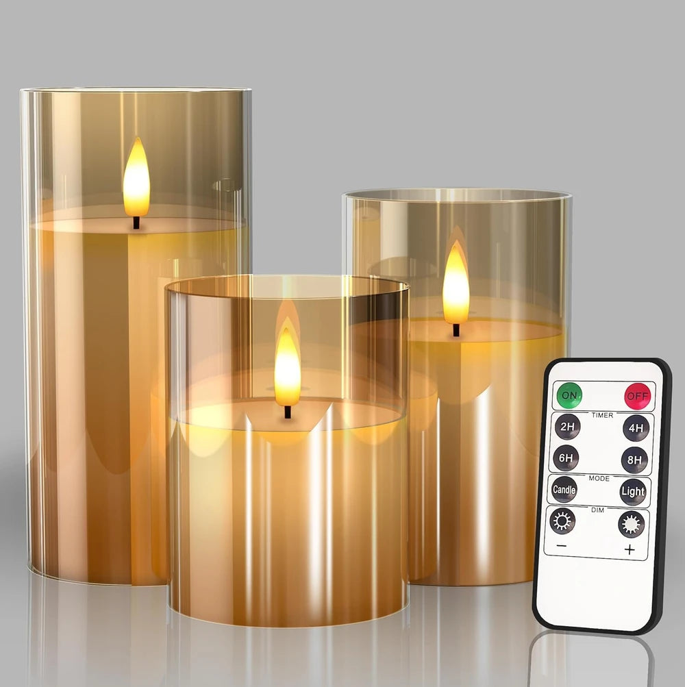 Tyawon Gold Glass Flameless Candles