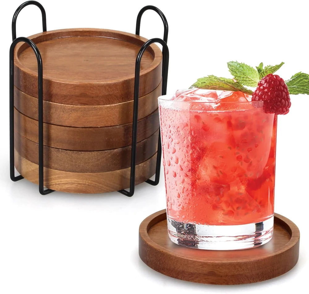 Acacia Wood Coaster Set