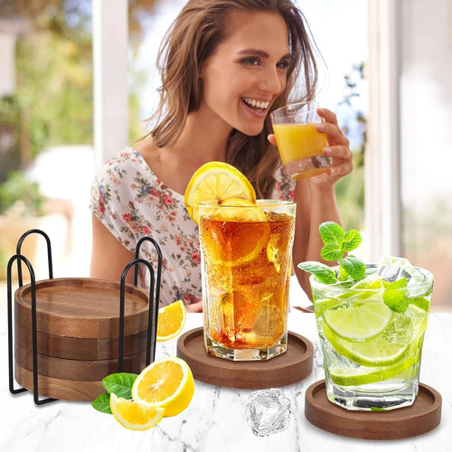 Acacia Wood Coaster Set