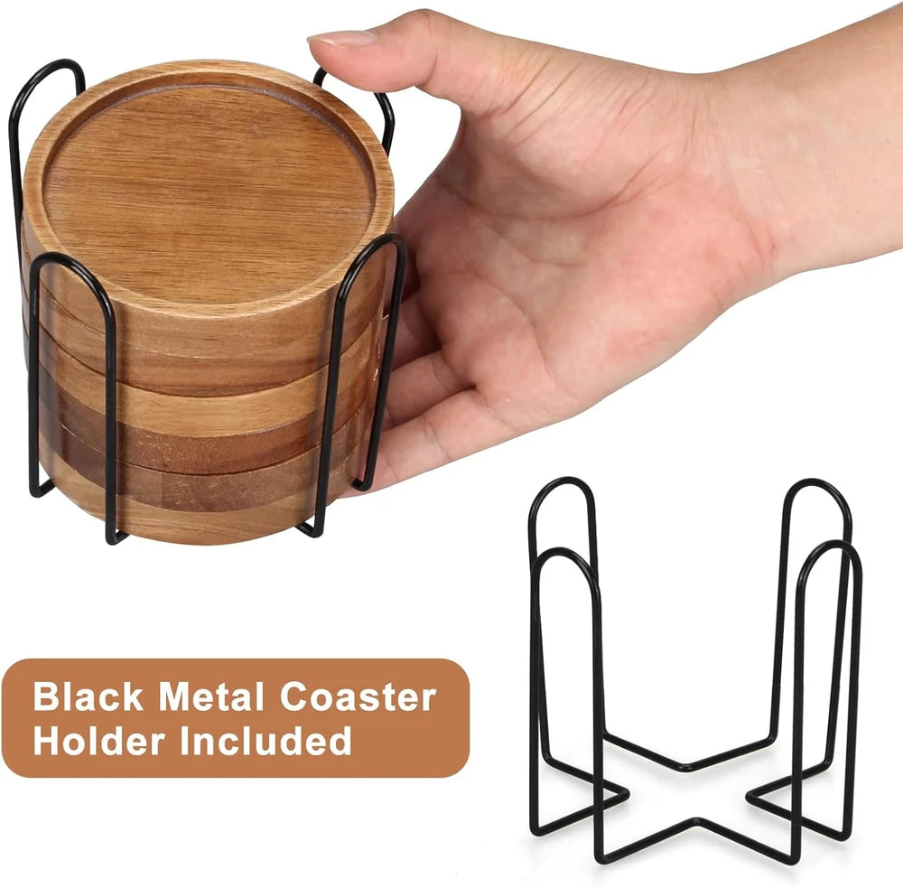Acacia Wood Coaster Set