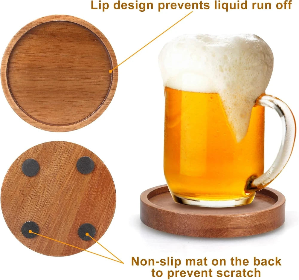 Acacia Wood Coaster Set
