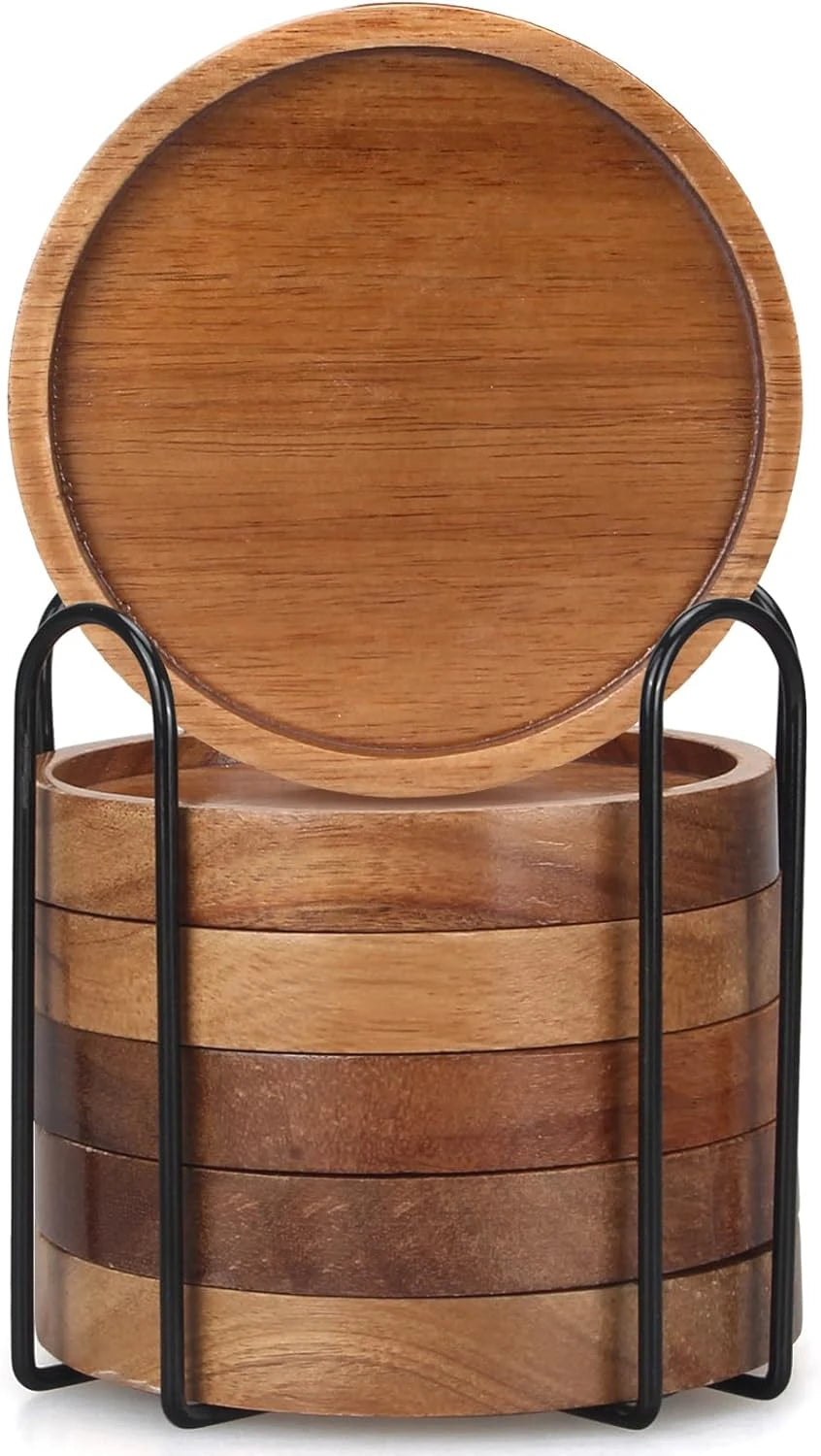 Acacia Wood Coaster Set