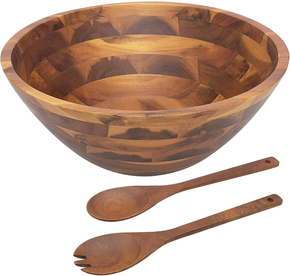 Acacia Wood Salad Bowl Set