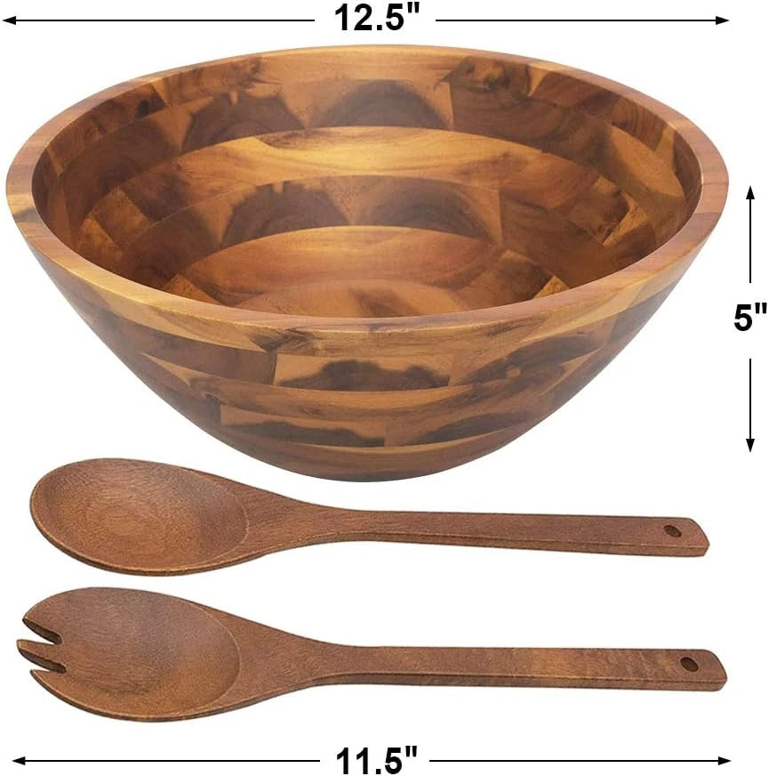 Acacia Wood Salad Bowl Set