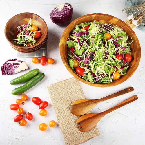 Acacia Wood Salad Bowl Set