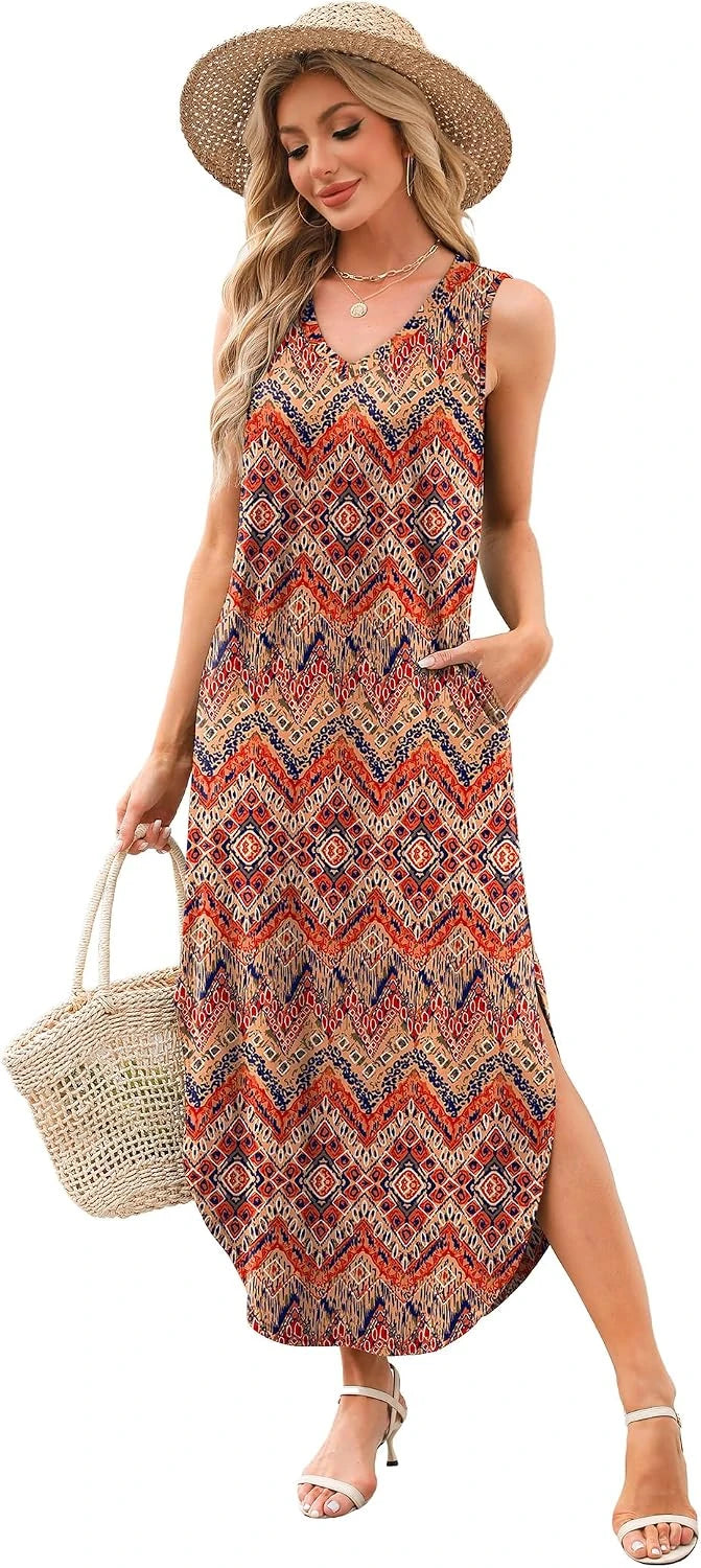 Sampeel Lightweight V-Neck Maxi Dress
