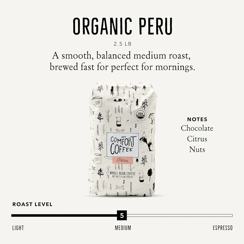 Organic Peru Medium Roast Whole Bean Coffee
