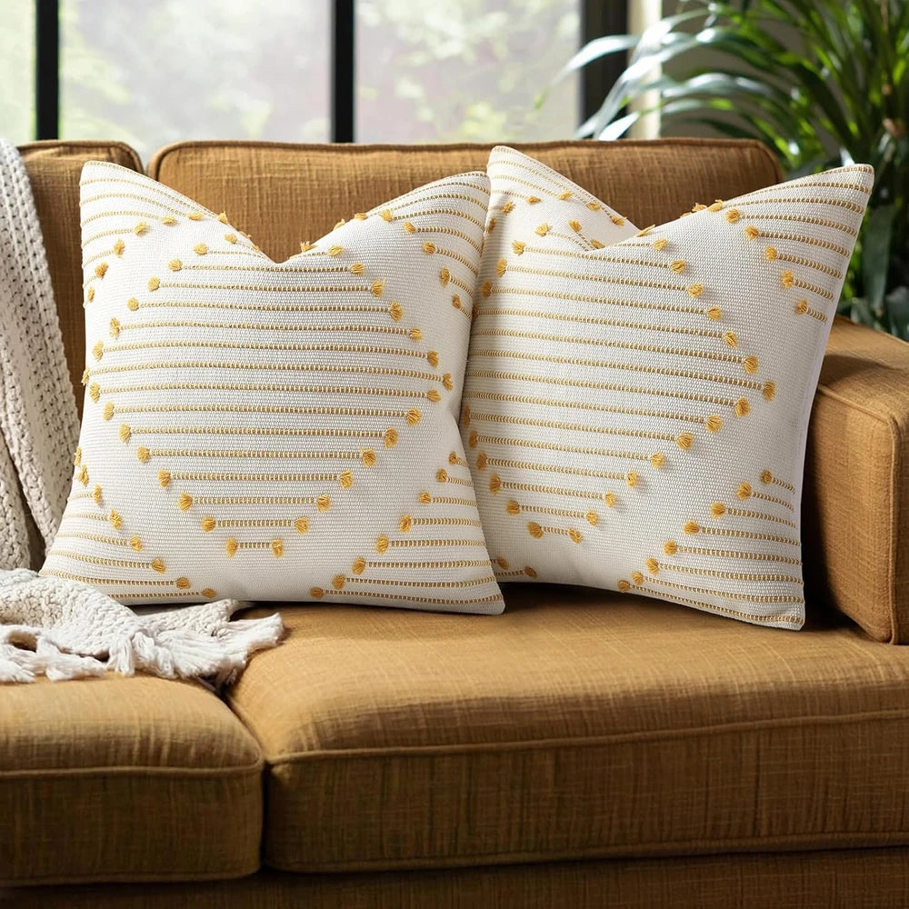 Mecatny Boho Tasseled Throw Pillow Covers