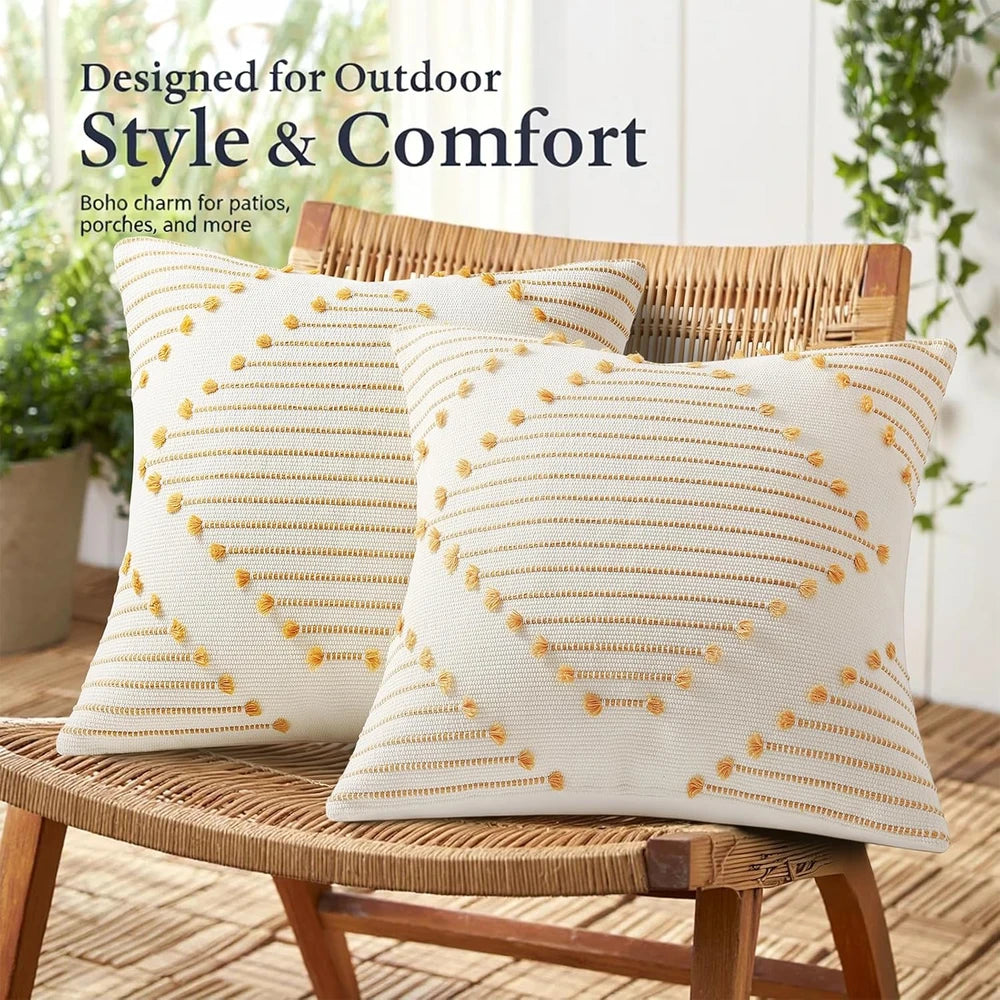Mecatny Boho Tasseled Throw Pillow Covers