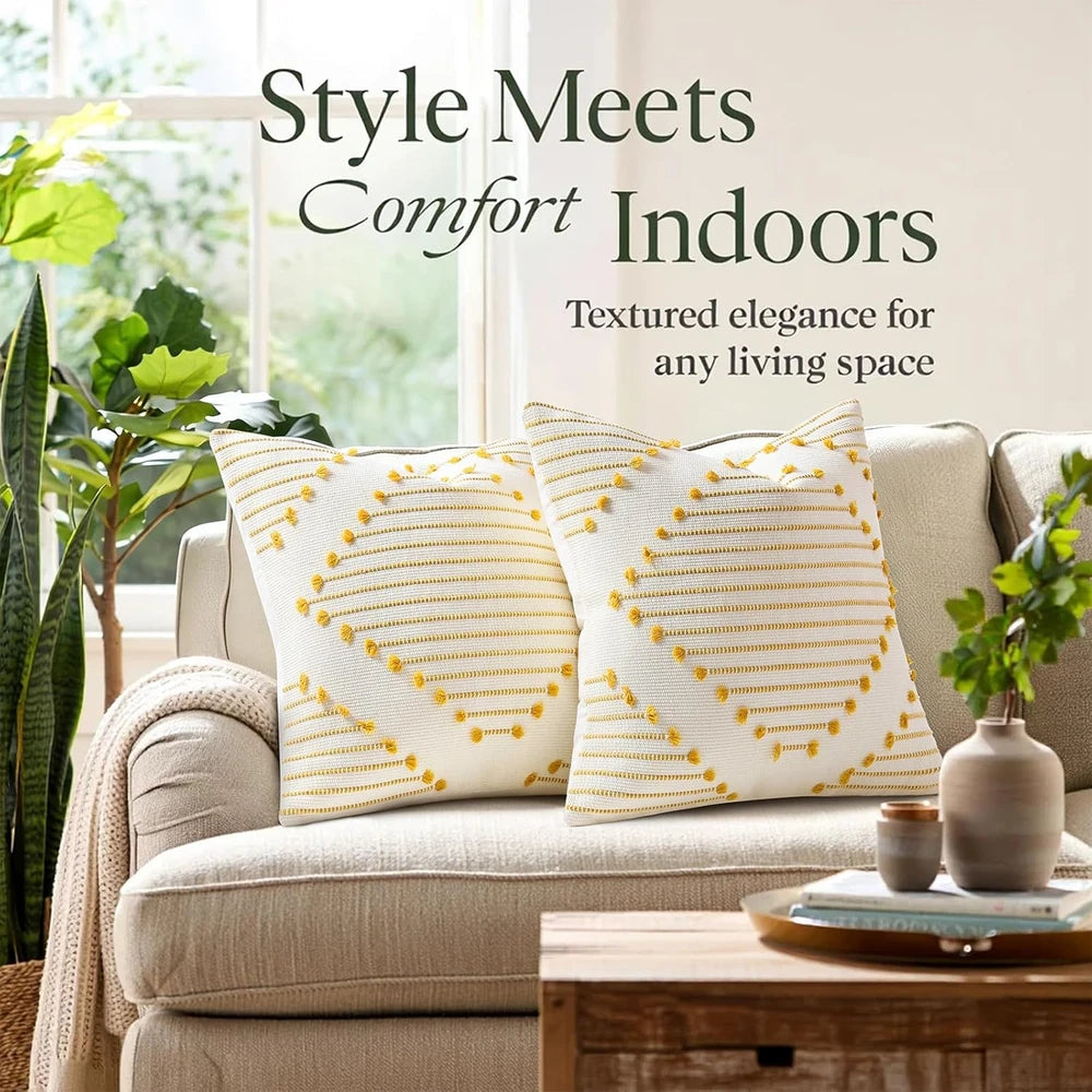 Mecatny Boho Tasseled Throw Pillow Covers