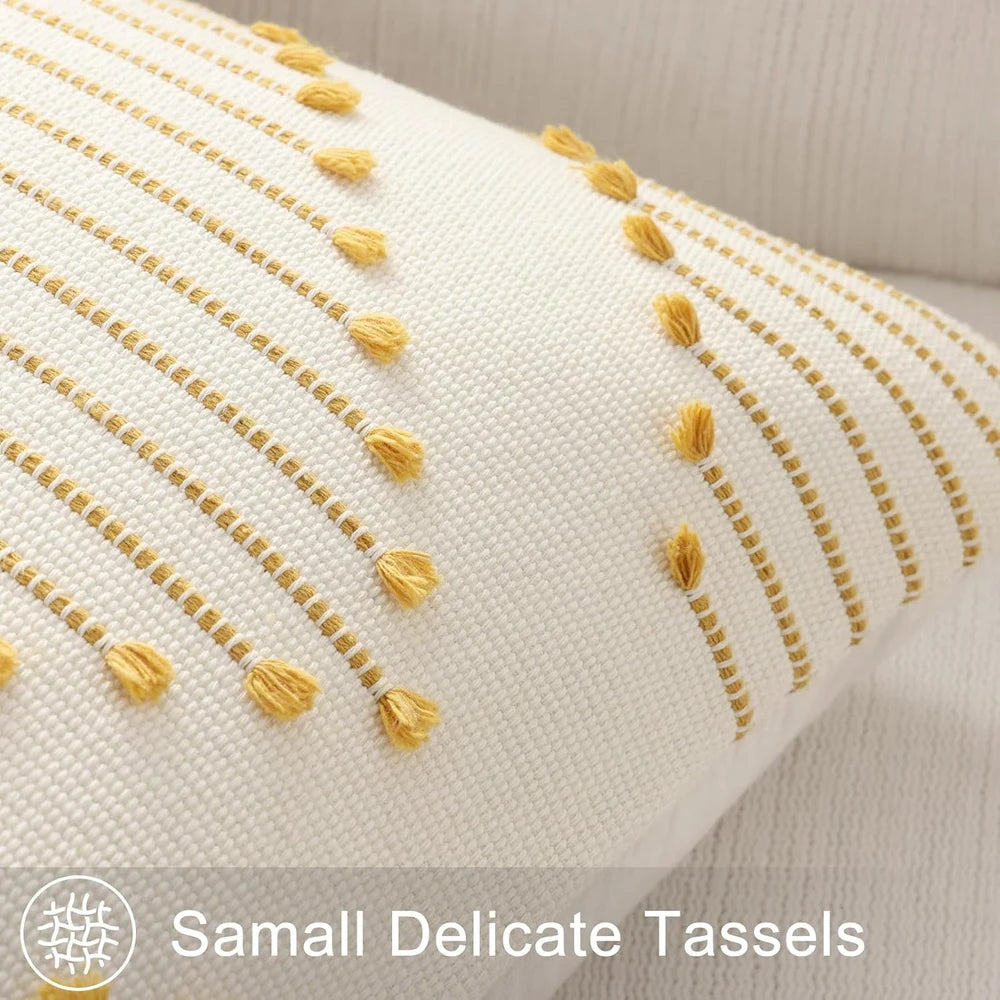 Mecatny Boho Tasseled Throw Pillow Covers