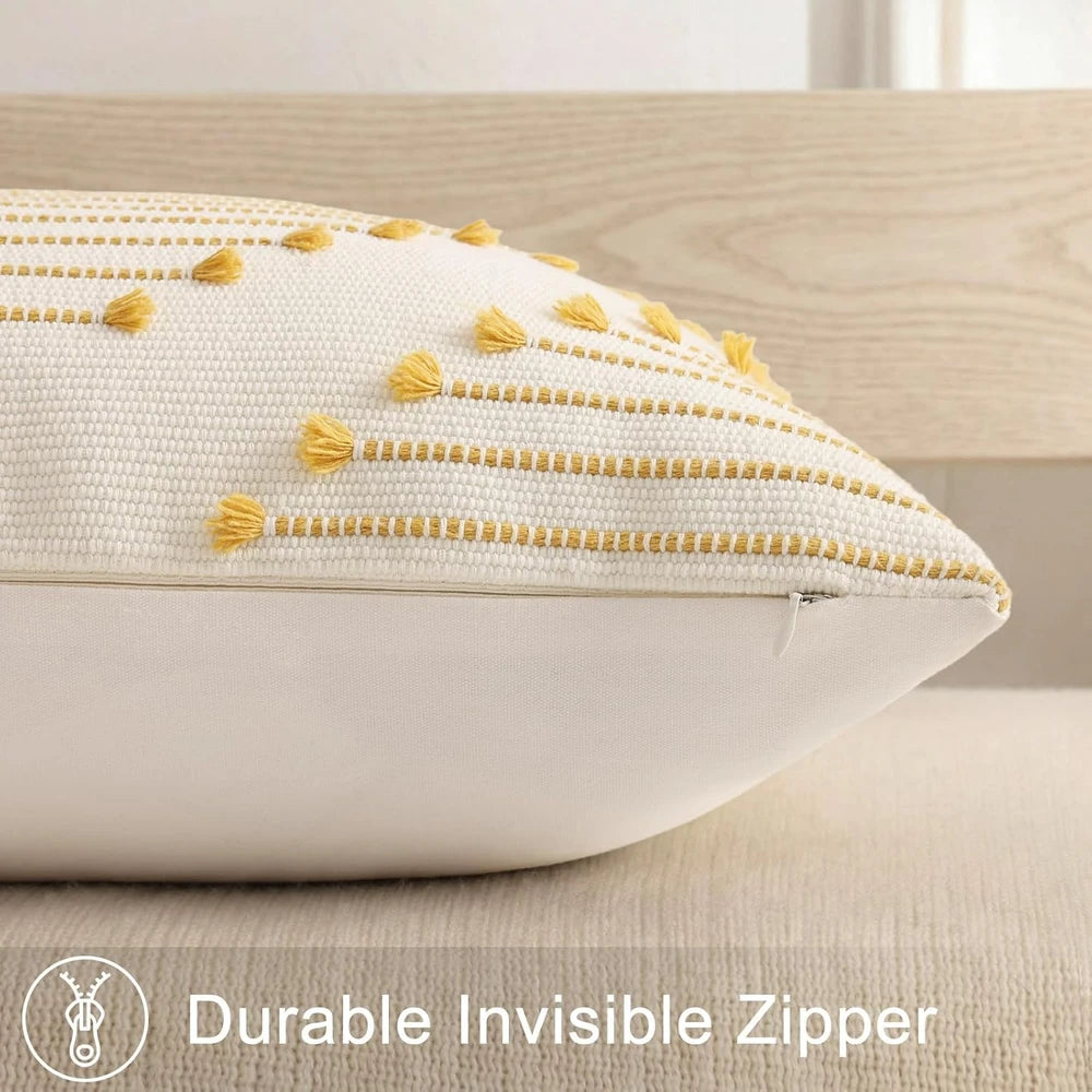 Mecatny Boho Tasseled Throw Pillow Covers