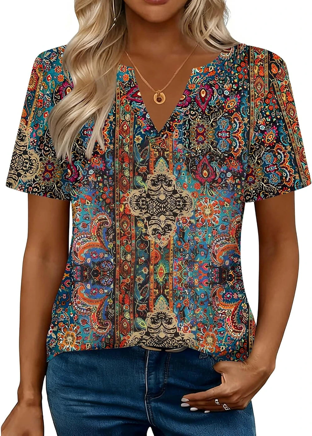 Zeagoo High-Low V-Neck Blouse