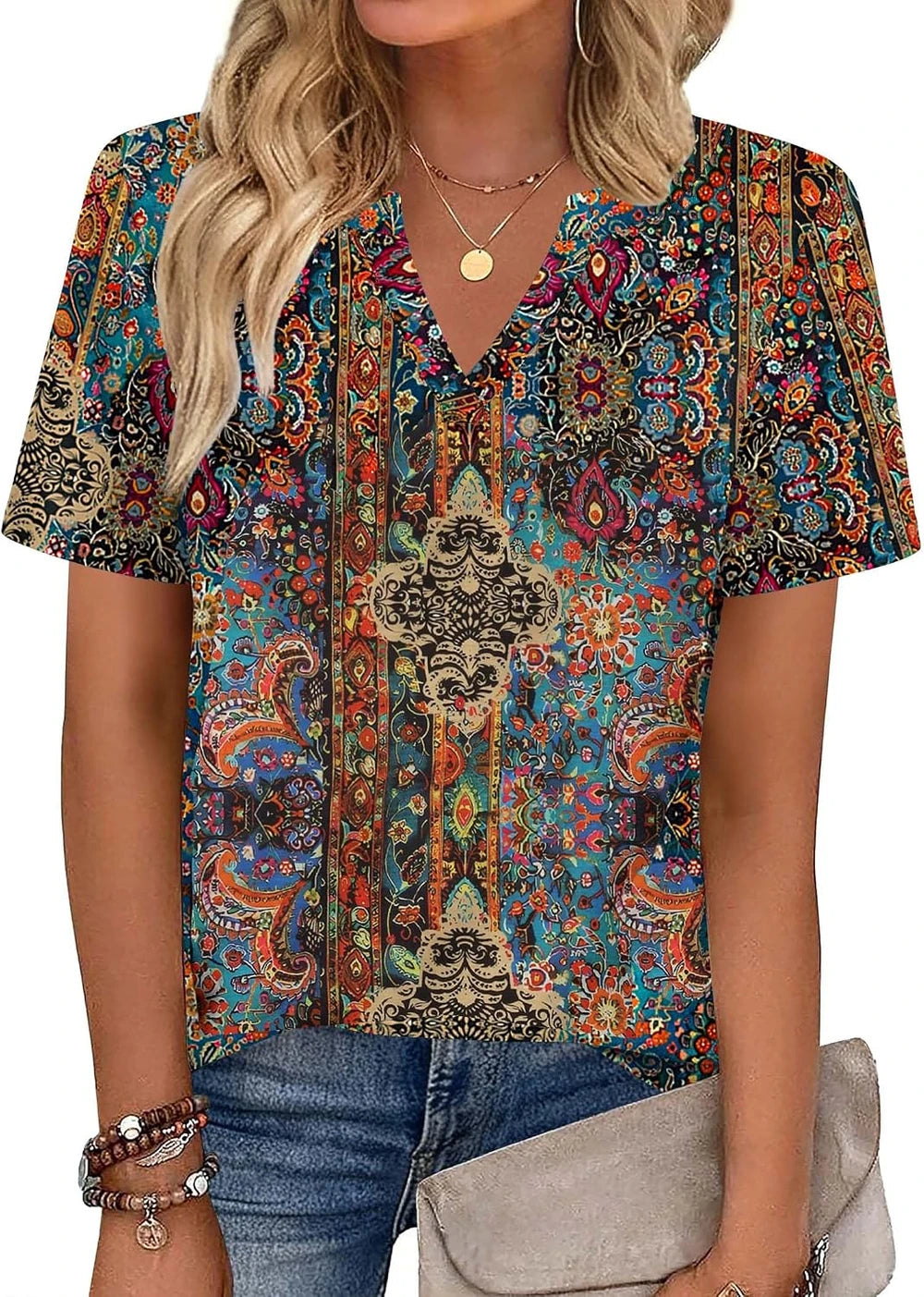 Zeagoo High-Low V-Neck Blouse